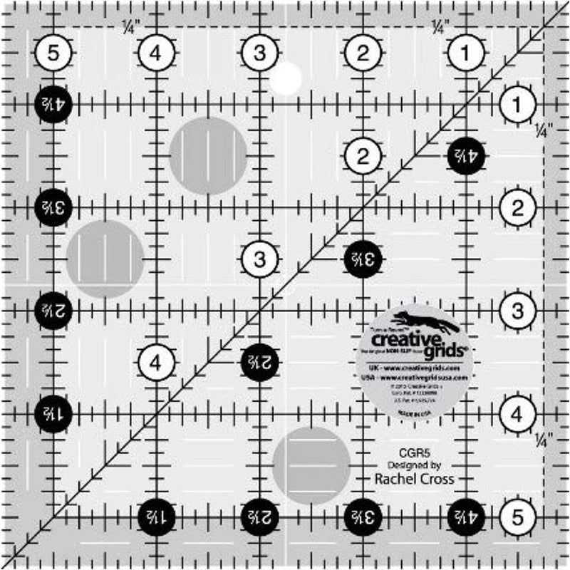 Creative Grids - 6 Square Quilt Rulers - 2.5", 3.5", 4.5", 5.5", 6.5", 7.5"