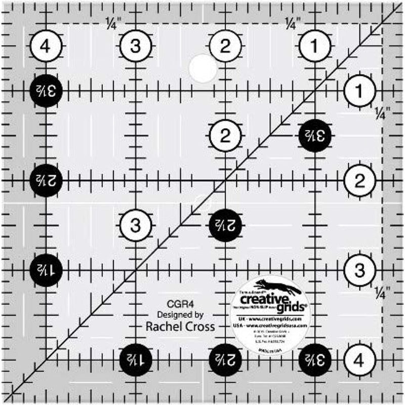 Creative Grids - 6 Square Quilt Rulers - 2.5", 3.5", 4.5", 5.5", 6.5", 7.5"