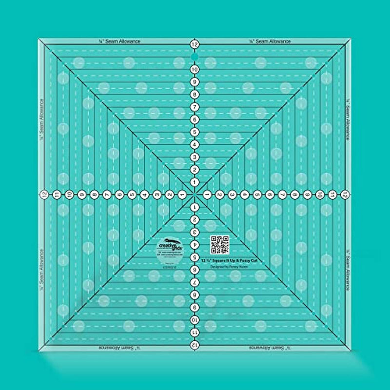 Creative Grids 12-1/2in Square It Up or Fussy Cut Square Quilt Ruler - CGRSQ12