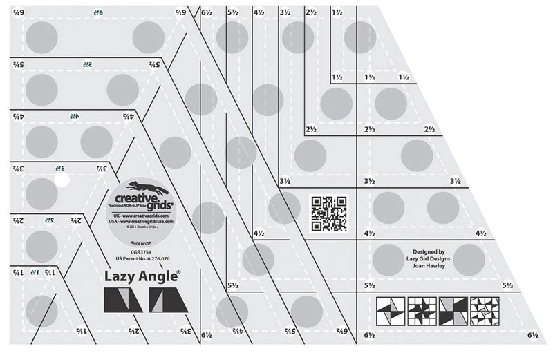 Creative Grids Lazy Angle Quilt Ruler - CGR3754